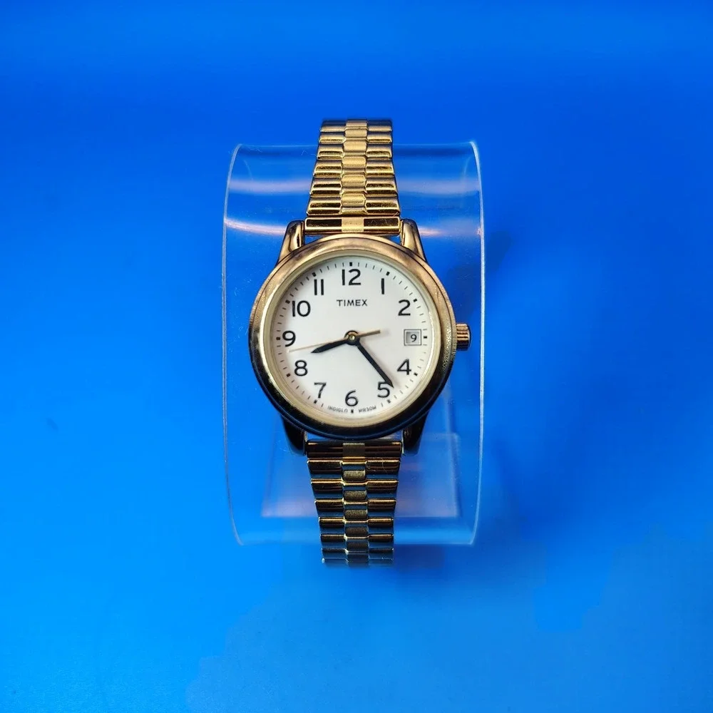 Vintage 1996 Timex Indiglo‎ Date 25mm Women's Quartz Watch Gold Size 4-8+
